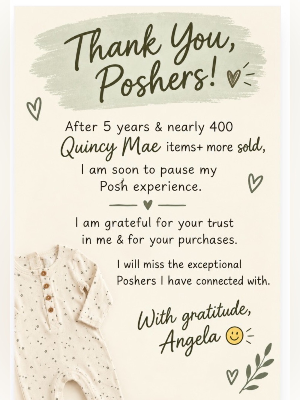 Thank You, Poshers! soon to PAUSE my PoshMark selling experience.